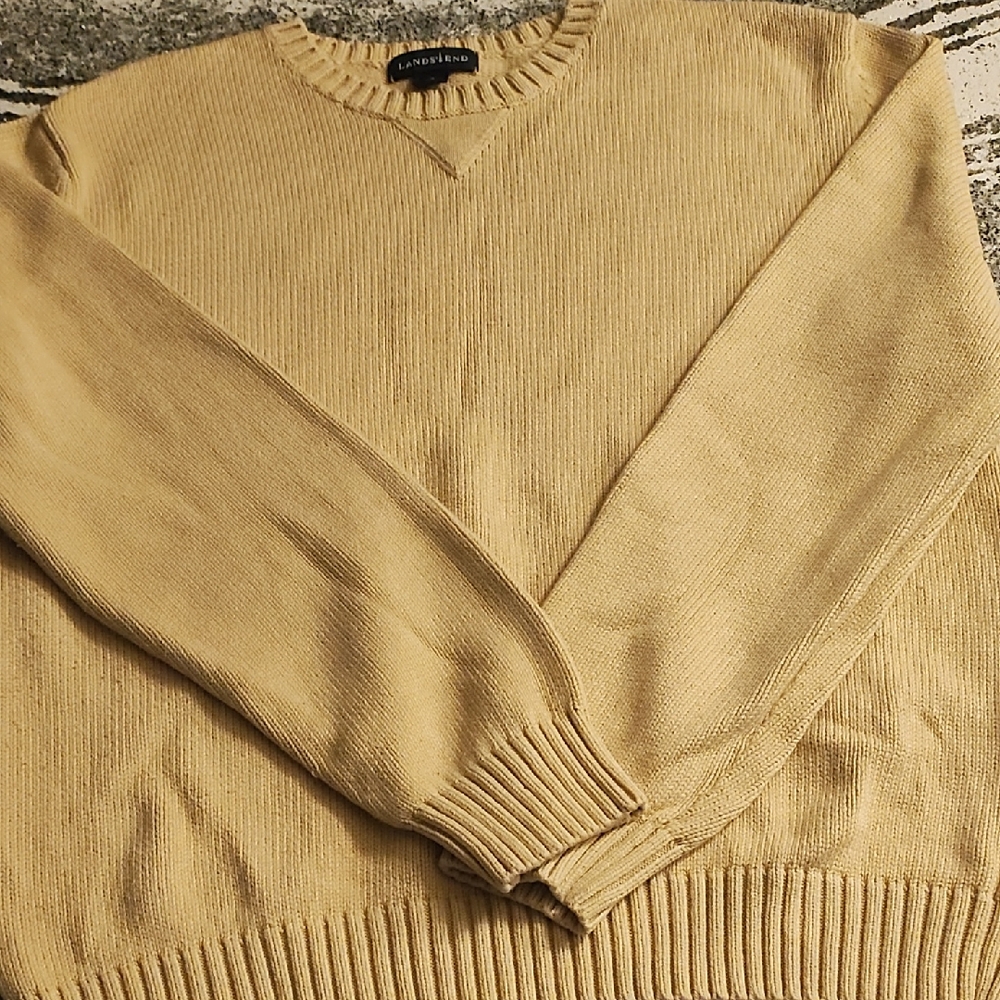 Lands' End Men's Tan Crewneck Sweater